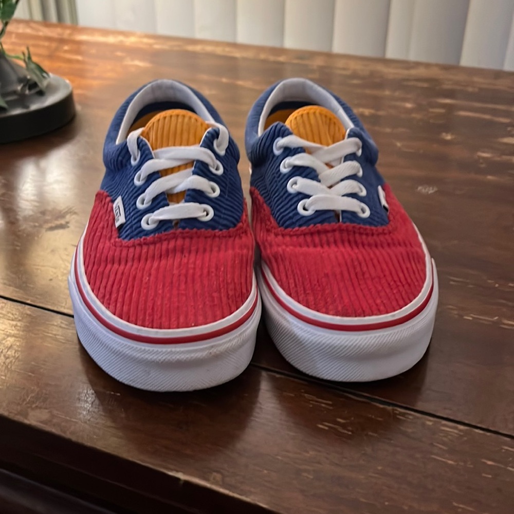 Vans Old Skool Corduroy Red Blue Orange White Size 5.5 NEW DS